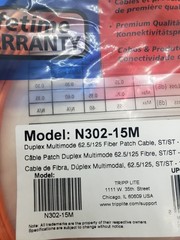 TRIPP-LITE N302-15M FIBER OPTIC PATCH CABLE 15 METERS, NIB
