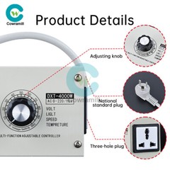 220V 4000W Adjustable Voltage Regulator Dimming SCR Temperature Speed Controller