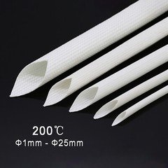 Silicon Fiber Glass Insulated Tube Braided High Temperature Sleeving 200℃ WHITE
