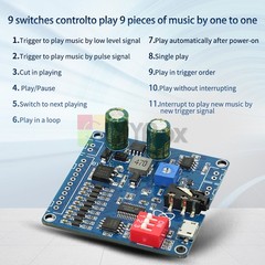 DC6-35V Voice Playback Module 9-Channel one-to-one Independent Low-level Trigger