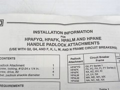 SQUARE D – Handle Lock off Kit HPA-FYQ For Q2 & FY Circuit Breaker Frames (NEW)