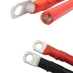 1set 2 AWG 0.98 Ft Battery Cables with 3/8 Studs for Boat, Auto, Solar,RV, Car