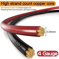 4 Gauge Wire (25ft Each- Black/Red) Copper With 100A ANL Fuse Holder, [MIXED]