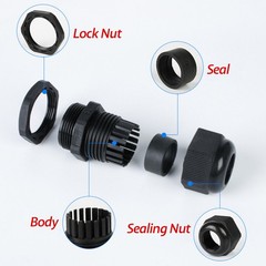 IP68 Waterproof Cable Gland Nylon Compression Stuffing M8 to M72 White/Black