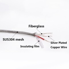 PT100 3Core Glass Fiber Shielded Cable Compensation Wire Silver Plated 3*7*0.2mm
