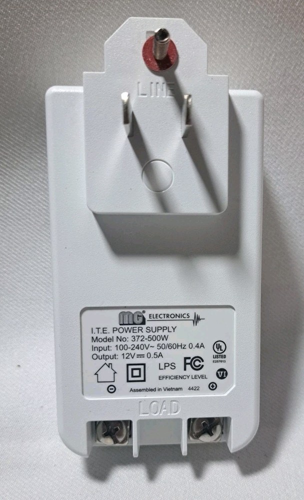 MG Electronics 372-500W Plug-In Class 2 Transformer 12VAC 500mA Adapter