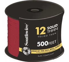 Southwire 11589958 12 Solid Building Wire, Red, 500 Ft.