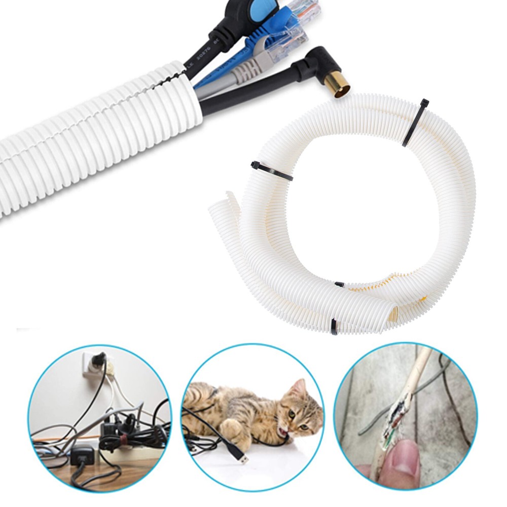White Split Sleeve Conduit Tubing Harness Wrap Wire Loom Cable Cord Protect Lot