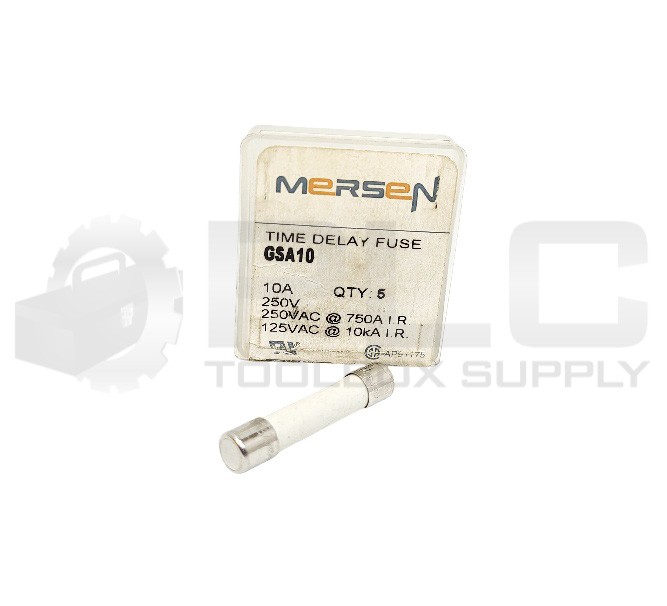 PACK OF 5 NEW MERSEN FERRAZ SHAWMUT GSA10 TIME-DELAY FUSE 10AMP 250V