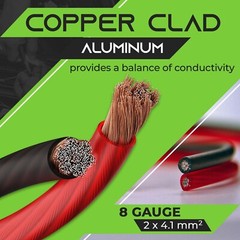 8 Gauge Wire, 15 Lugs, 20 Heat Shrink Wrap, for Automotive, Battery Cable, Amp