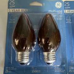 2/ GE 25W Decorative Flame Shape Bulbs – Amber – 2-Pack, Chandelier Style #75339