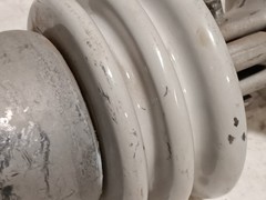 Porcelain high-voltage electrical insulator, 45 Ft/Lb, 6-3/0 ACSR, 6-4/0 AL