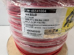 Honeywell Genesis Plenum 14/4 Solid Wire Unshielded Cable 1000Ft 45141004 Red