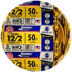 Southwire 28828222 50′ 12/2 with ground Romex brand SIMpull residential indoor e