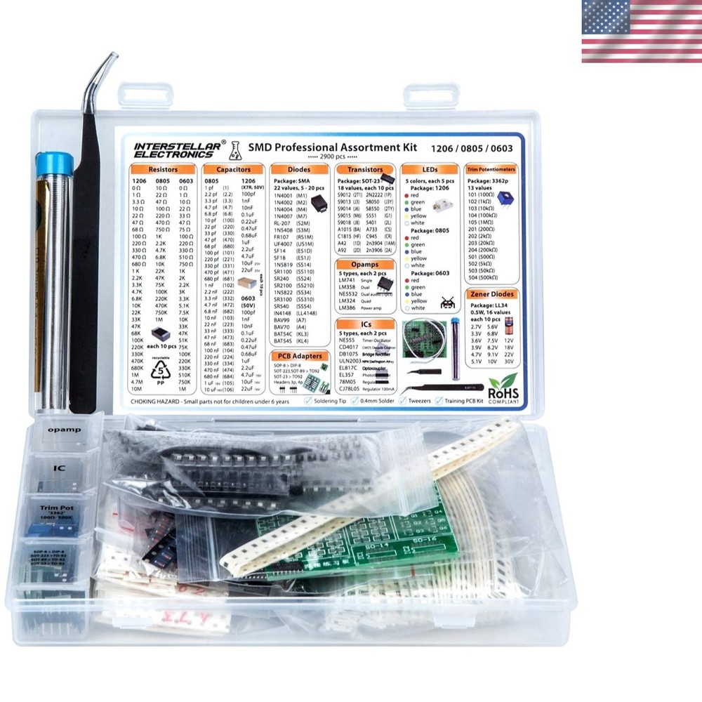 Ultimate 2900 pcs SMD Assorted Kit: Resistors, Capacitors, Transistors & LEDs