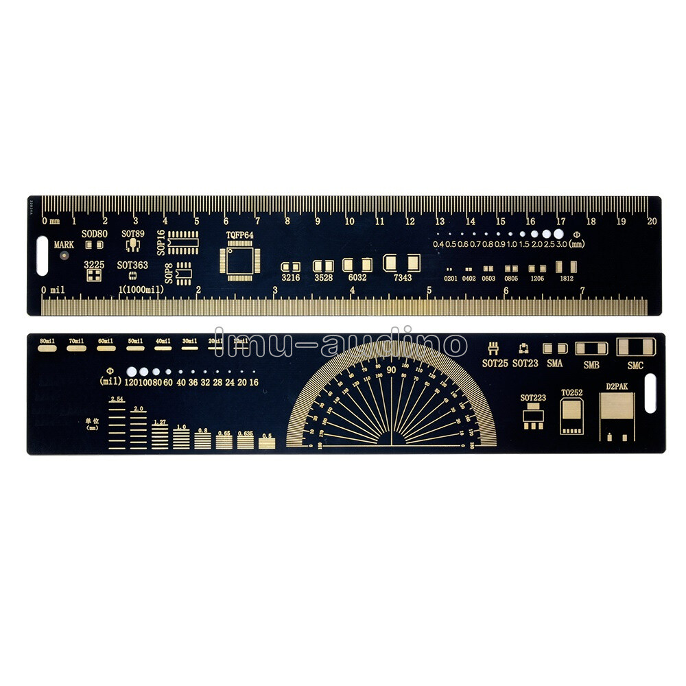 Black Multifunctional 20cm PCB Ruler PCB Measuring Tool Angle Measure Meter