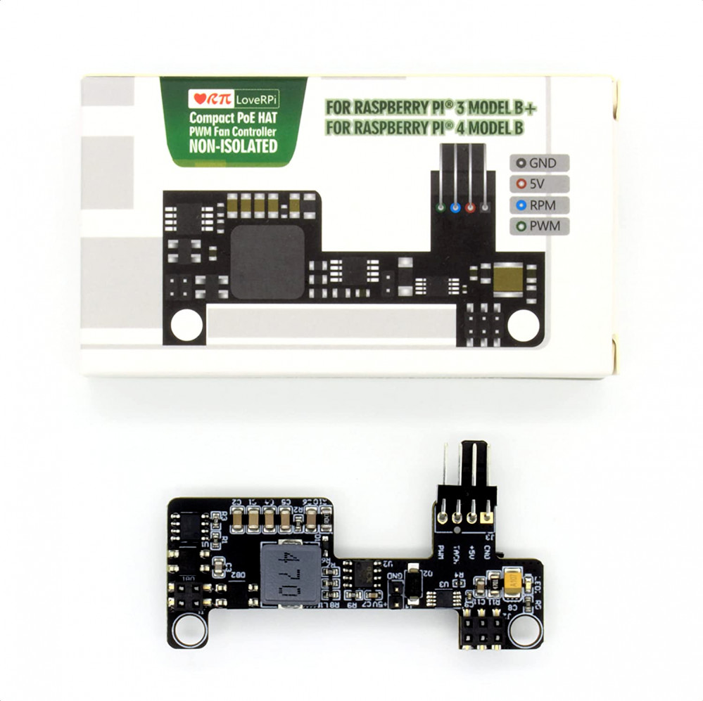 LoveRPi Compact PoE HAT with PWM Fan Controller for Raspberry Pi 4