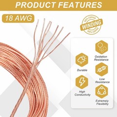 Uxcell 18 Gauge 100 Ft Bare Copper Ground Wire for Electrical Applications