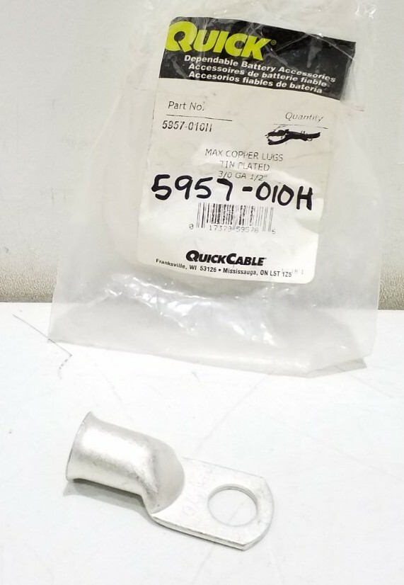 5957-010H Quick Cable Max Copper Lug Tin Plated 3/0 GA 1/2″ Free Shipping