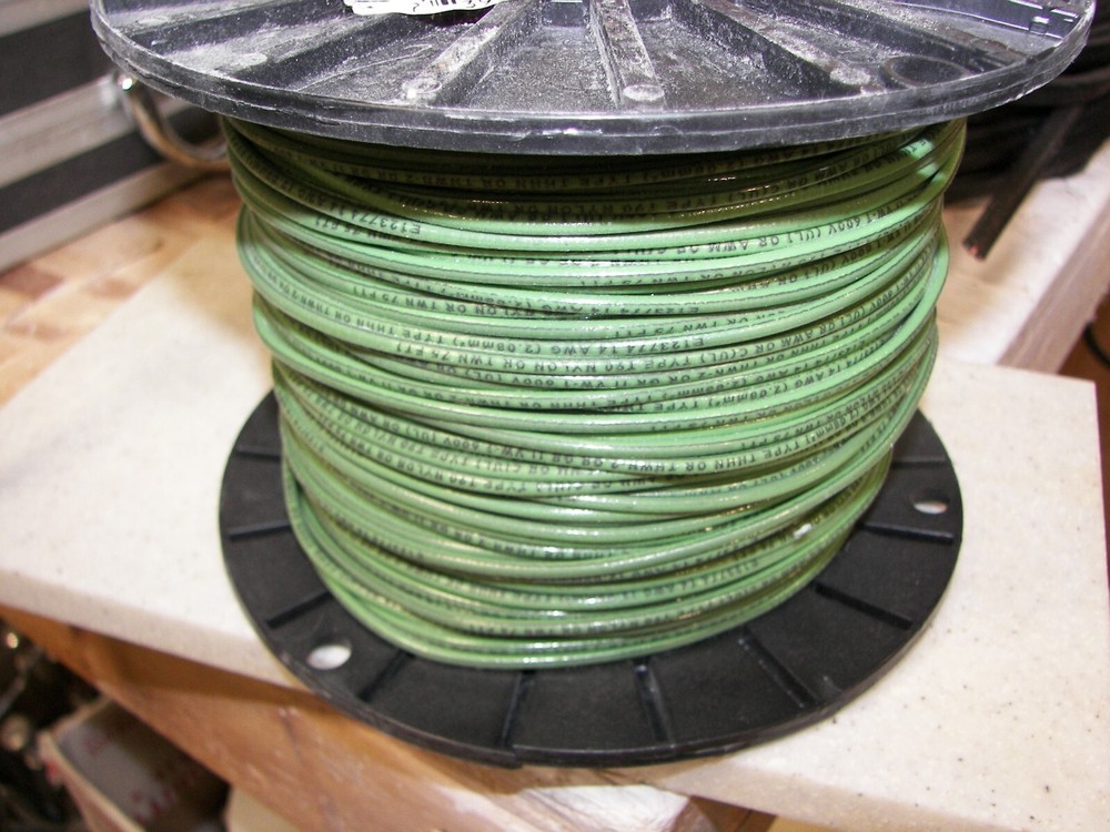 Encore Wire Corp. 500 Feet of #14 Solid Copper THHN Green Wire 600 Volts