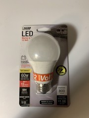 LED Light Bulb,Marine & RV,A19,Warm White,800 Lumens,10.5-Watts -BPOM60/930CA/LE