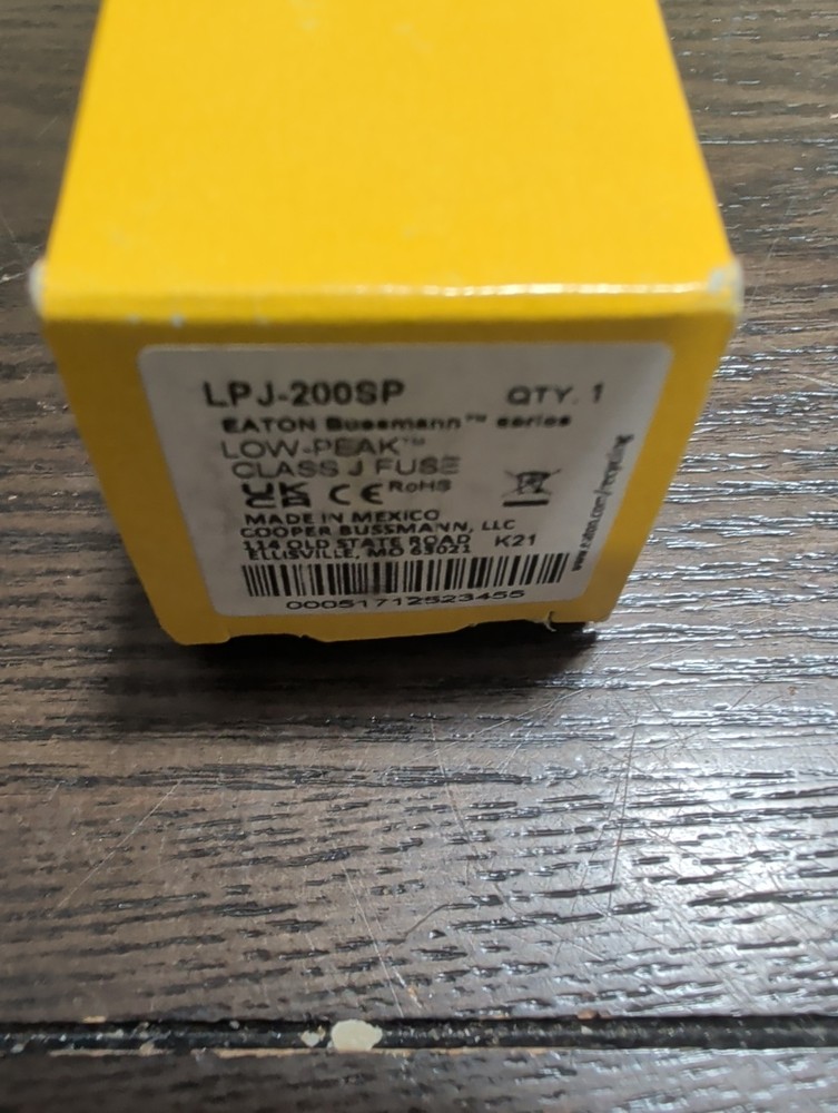 NIB – Bussmann – LPJ-200SP – Low-Peak Time-Delay Fuse 200A 600V-Ac D601772