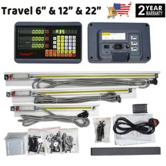 3pcs Linear Scales + 3 Axis Digital Readout DRO Display for Milling Lathe, US