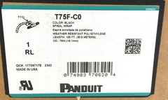 Panduit Weather-Resistant Polyethylene Black Spiral Wrap 100′ x 3/4″ T75F-C0 NOS