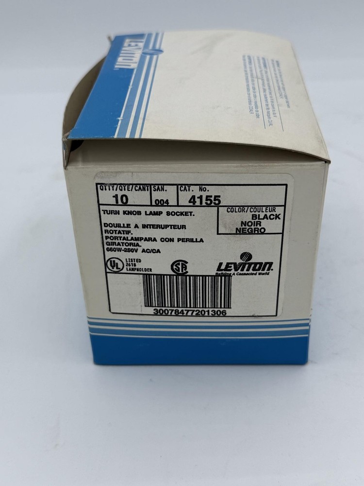 Leviton 4155 Turn Knob Lamp Socket 660W 250V Black Box Of 10 Mexico Power Inlet