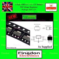 5Pcs AMS1117 AMS117-3.3 3.3V Linear Voltage Regulator 800mA SOT-223 UK Seller
