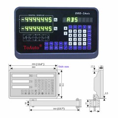 DRO 2 Axis Digital Readout Display with 2pc Glass Linear Scale for Mill Lathe US