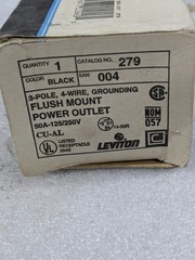 Leviton 279 50A 125/250V NEMA 14-50R 3-Pole 4-Wire Flush Mount Receptacle Black