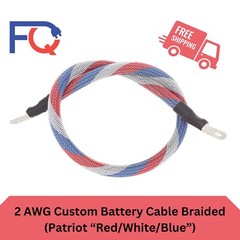 2 AWG Gauge Custom Battery Cable Copper Braided (Patriot “Red, White, Blue”)
