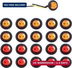 20pcs 3/4 Inch LED Marker Lights – 3rd Gen Round Mini Amber/Red Clearance Lights