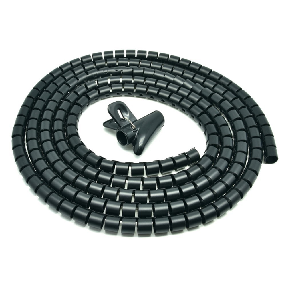 4.92FT x 1.2″ Spiral Cable Wire Zip Wrap Tube Tubing Computer Manage Cord Black
