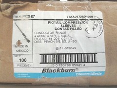 Thomas&Betts Blackburn Pigtail Compression Sleeves Contax Filled PCS67 Qty 100