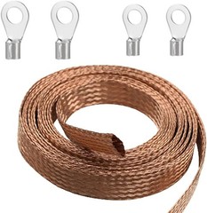 13mm Copper Braid Cable with Cold Pressed Terminals – 16.4ft for Electrical Work