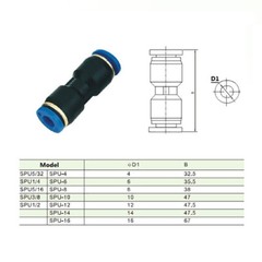 Pneumatic Straight Union Connector Push In Fitting For Air Water Tube 4-16mm