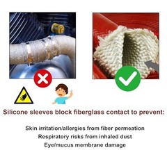 1″ ID Heat Shield Fire Sleeve Silicone Coated Fiberglass with 4 Clamps – 5FT Aut