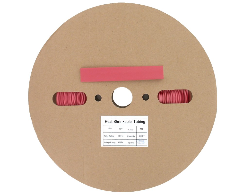 1/2″ ID Red Heat Shrink 100 Ft