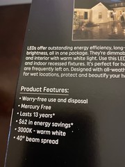 NEW GE LED 7 WATT INDOOR/OUTDOOR WARM WHITE FLOODLIGHT-500 LUMENS-LONG LIFE
