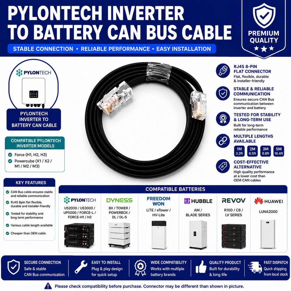 PYLONTECH INVERTER TO BATTERY CAN CABLE FOR DYNESS / FREEDOM / HUBBLE BATTERY