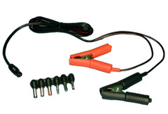 12V 15A 6-FT Color Coded Battery Clips to Two Pin DC Socket 6-Plug Adapters