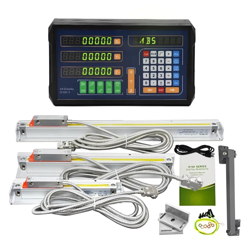 3 Axis DRO Digital Readot for Milling Machine with 3pcs Linear Glass Scale DRO