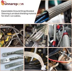Tinned Copper Wire Shielding Sleeve, Expandable Ground Strap Wiring Sleeving Lot