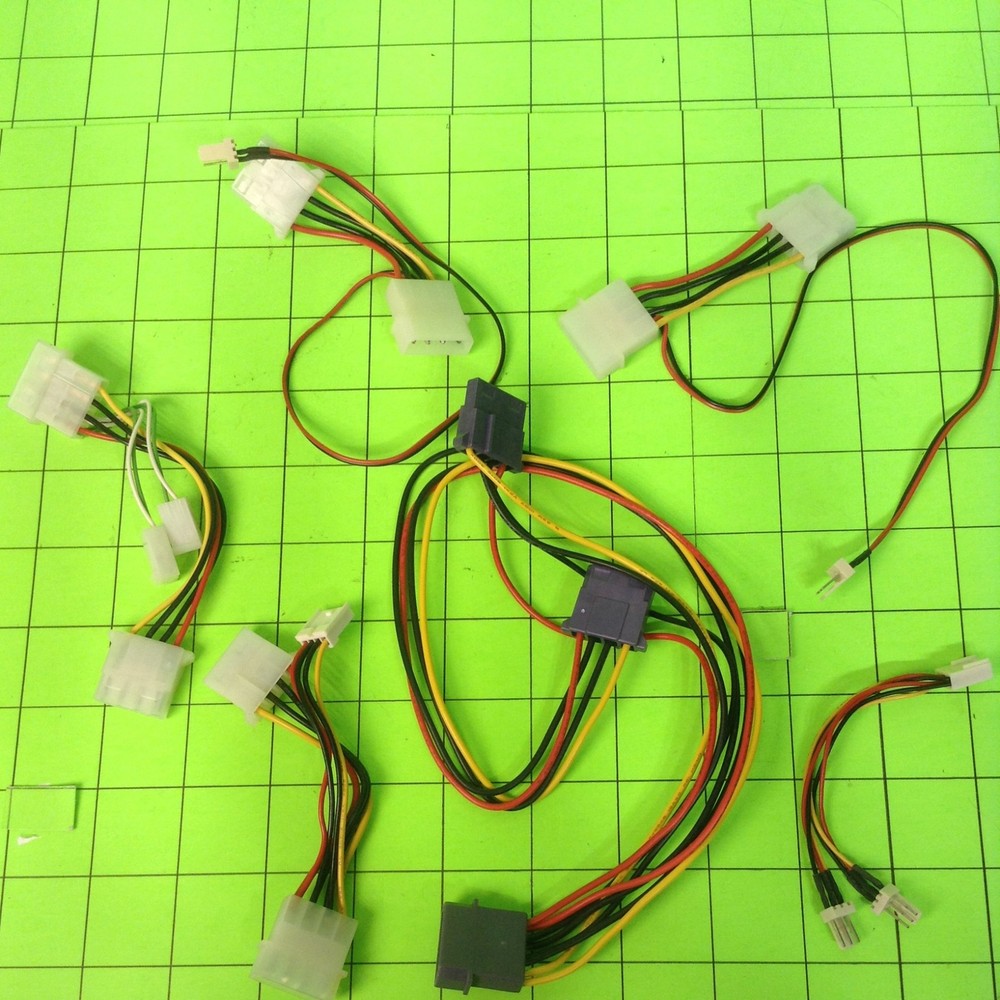 Misc Molex Fan Collectors Black Red White Green Yellow Power Cable Wire
