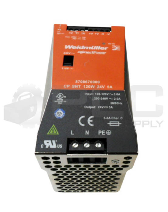 WEIDMULLER 8708670000 POWER SUPPLY 100-240V 3.0A 50/60HZ
