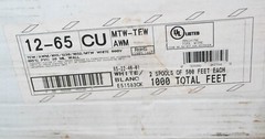 White TEW MTW 12awg 65/30 600v PVC Wire 500 Ft