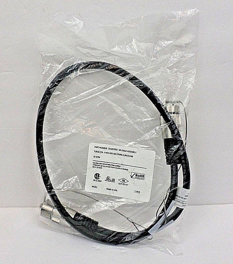 Turck 101897932 P-RSV RKV 402-2368XL-0.9M/S1599 U2-25794 Cable Assembly 600V NOS