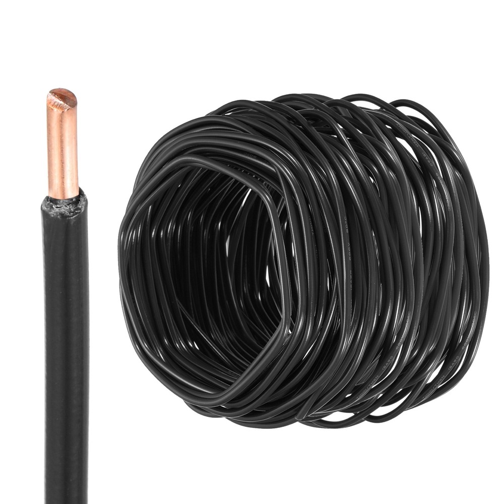 200 Feet Electrical Wire Insulated Solid Copper 12AWG Hook Up Wire Cable, Black